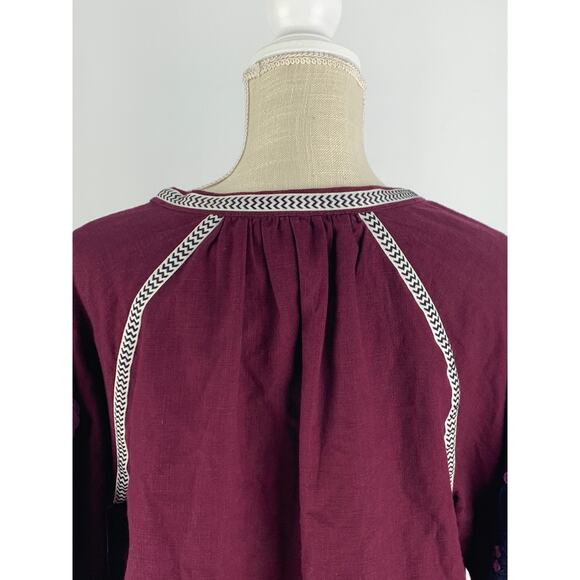 River Island Cardigan Embroidered Purple Womens Size Medium Tassel Cotton Boho - Picture 10 of 12